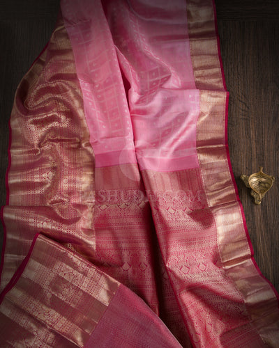 Baby Pink And Raspberry Pink Kanjivaram Silk Saree - DT269(A)