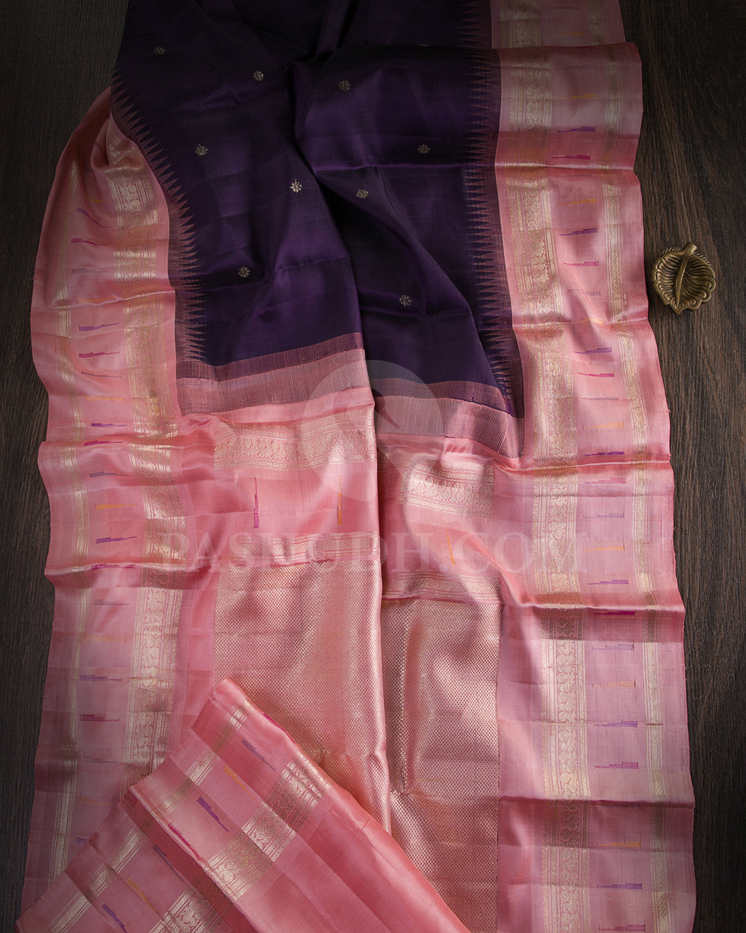 Purple And Baby Pink Kanjivaram Silk Saree with Paithani Border - S1161(A)