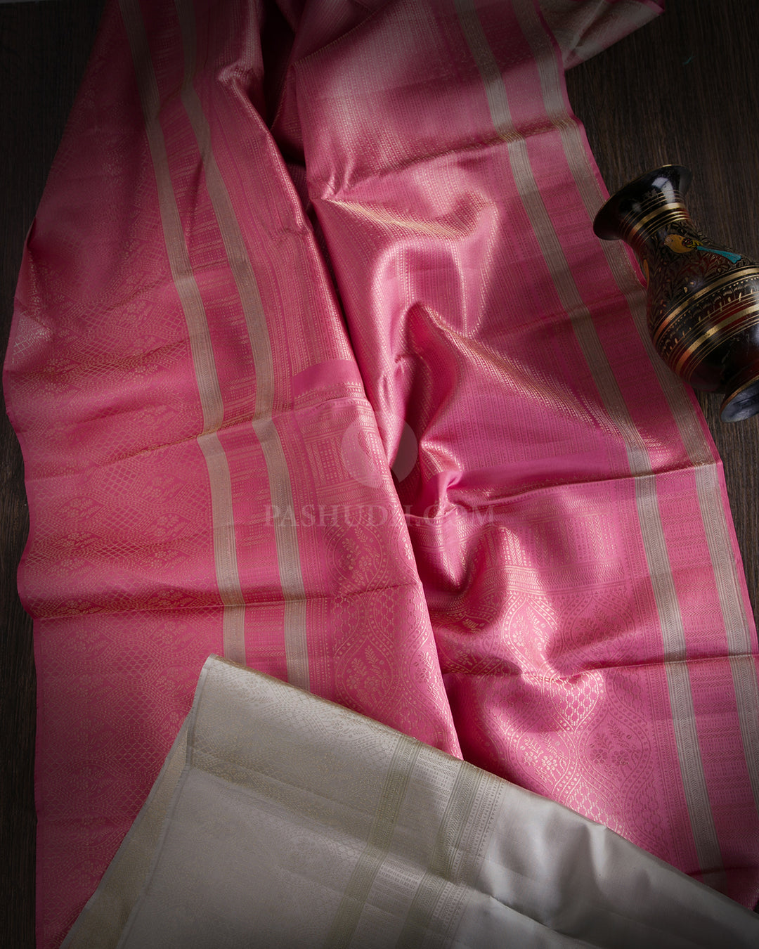 Peachy Pink  Kanjivaram Silk Saree - DJ201 - View 1