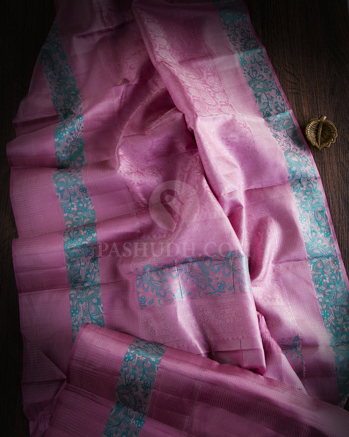 Pink & Green Kanjivaram Silk Saree - DT222 