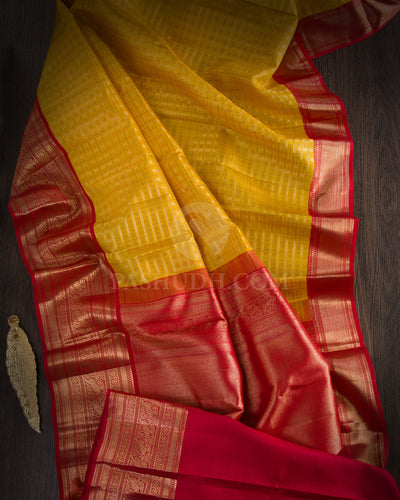 Yellow And Red Kanjivaram Silk Saree - S1157(A)
