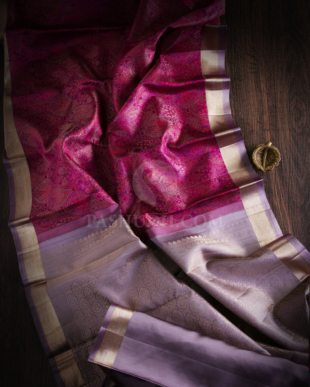 Maroon & Mauve Kanjivaram Silk Saree -  DJ251 -View 1