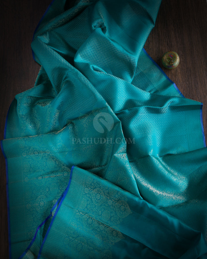 Teal Kanjivaram Silk Saree - DJ197 - View 1