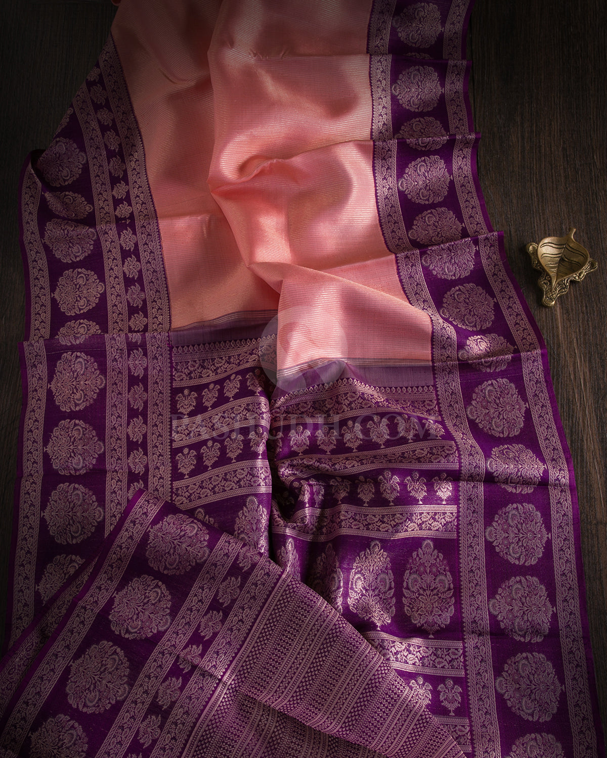 Baby Pink & Violet Kanjivaram Silk Saree - S1031(A) - View 1