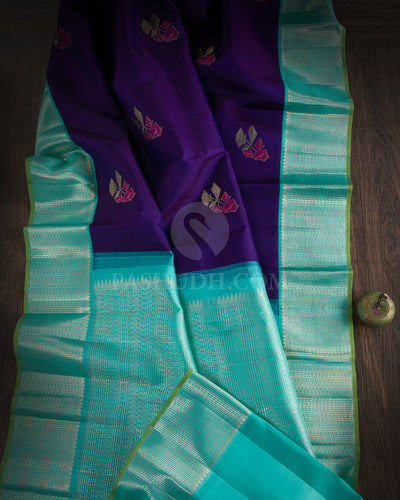 Royal Blue And Sky Blue Kanjivaram Silk Saree - S1153(A) - View 1