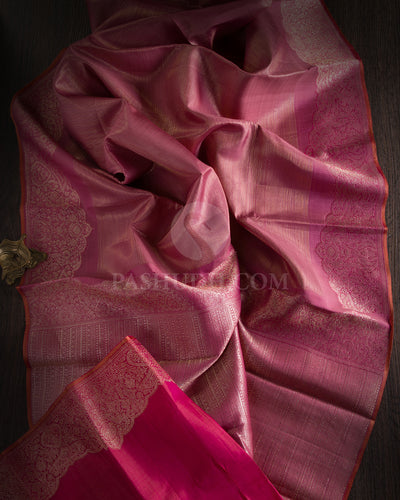 Onion Pink & Orange Shot Pink Kanjivaram Silk Saree - S972 - View 1