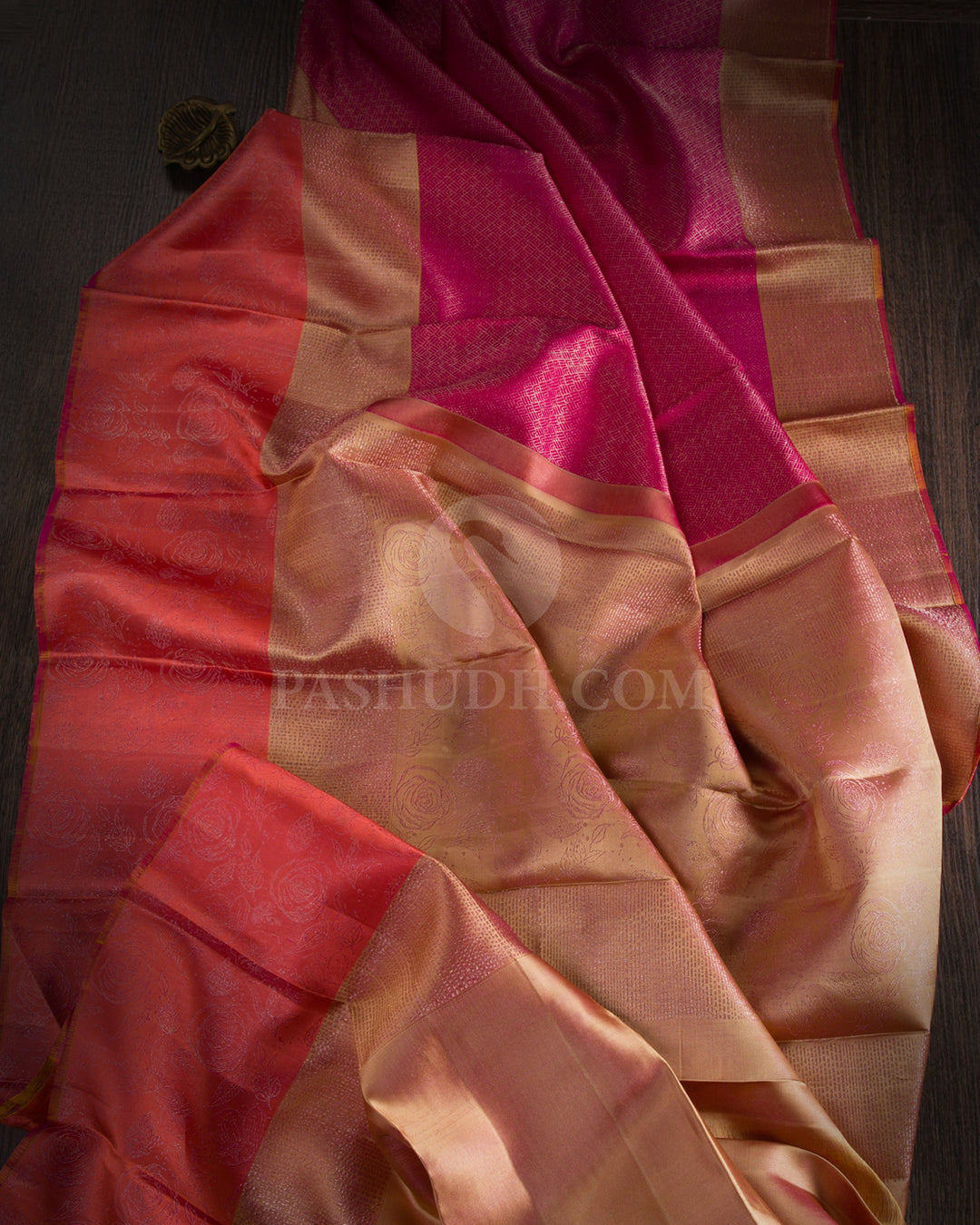 Rani Pink and Peach Kanjivaram Silk Saree - DJ290(B)