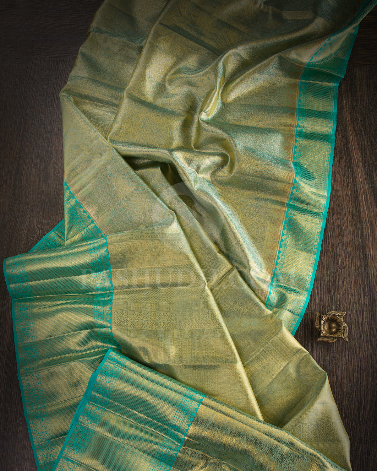 Turquoise Tissue kanjivaram Silk Saree - S1049(C) - View 1