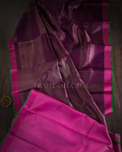 Purple and Pink Kanjivaram Silk Saree - D509(B)