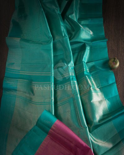 Sea Green & Rani Pink Kanjivaram Silk Saree - S1053(A) - View 1