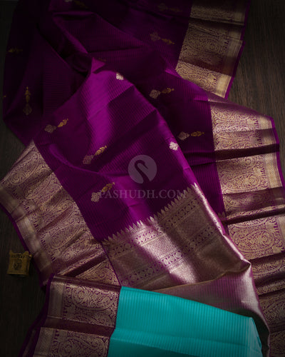 Violet Kanjivaram Silk Saree - S801- View 4