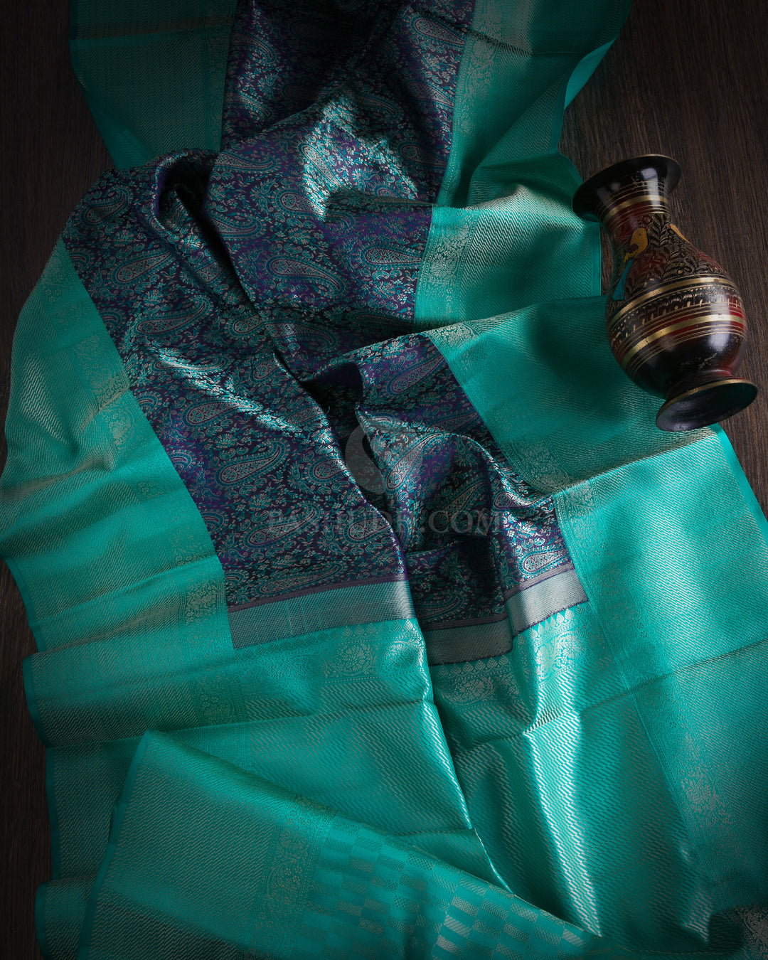 Navy Blue & Anandha Kanjivaram Silk Saree - D441 - View 4]