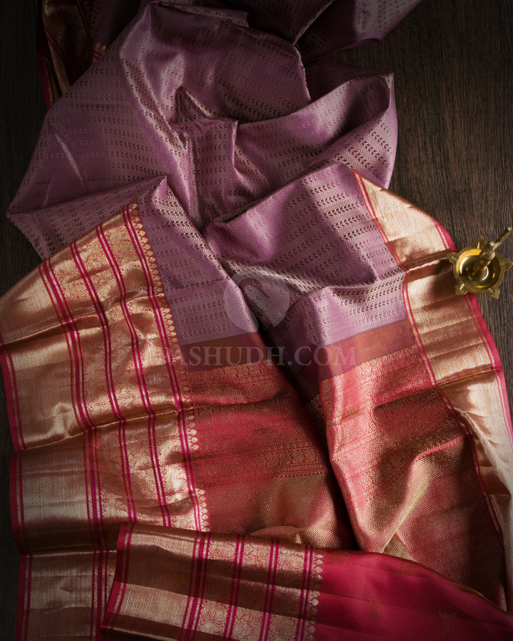 Lavender Kanjivaram Silk Saree - D431 - View 1
