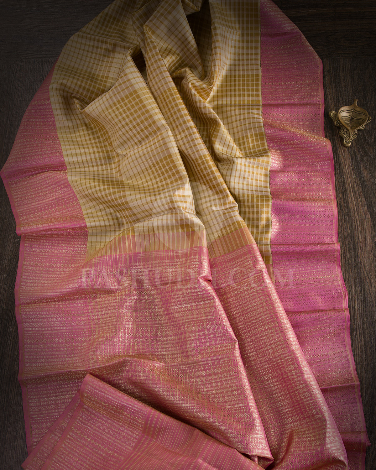 Ivory And Baby Pink Kanjivaram Silk Saree - S1167(A) - View 1