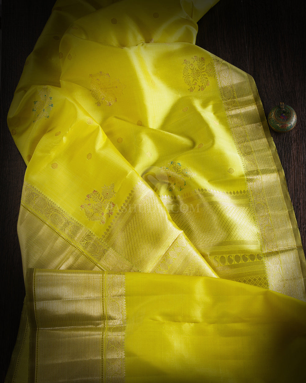 Lime Green Kanjivaram Silk Saree - S886 - View 2