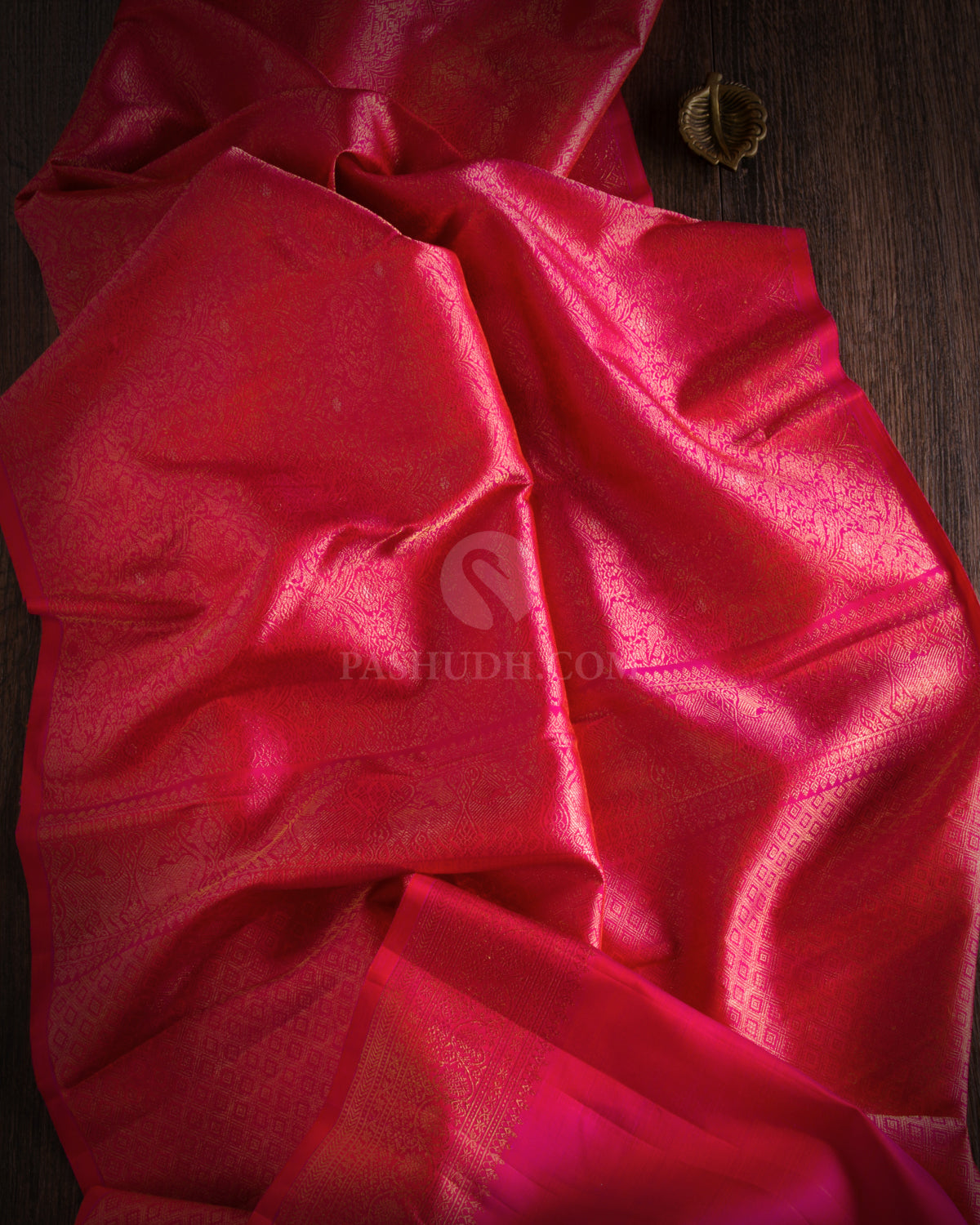 Pink Kanjivaram Silk Borderless Saree - S829 - View 2