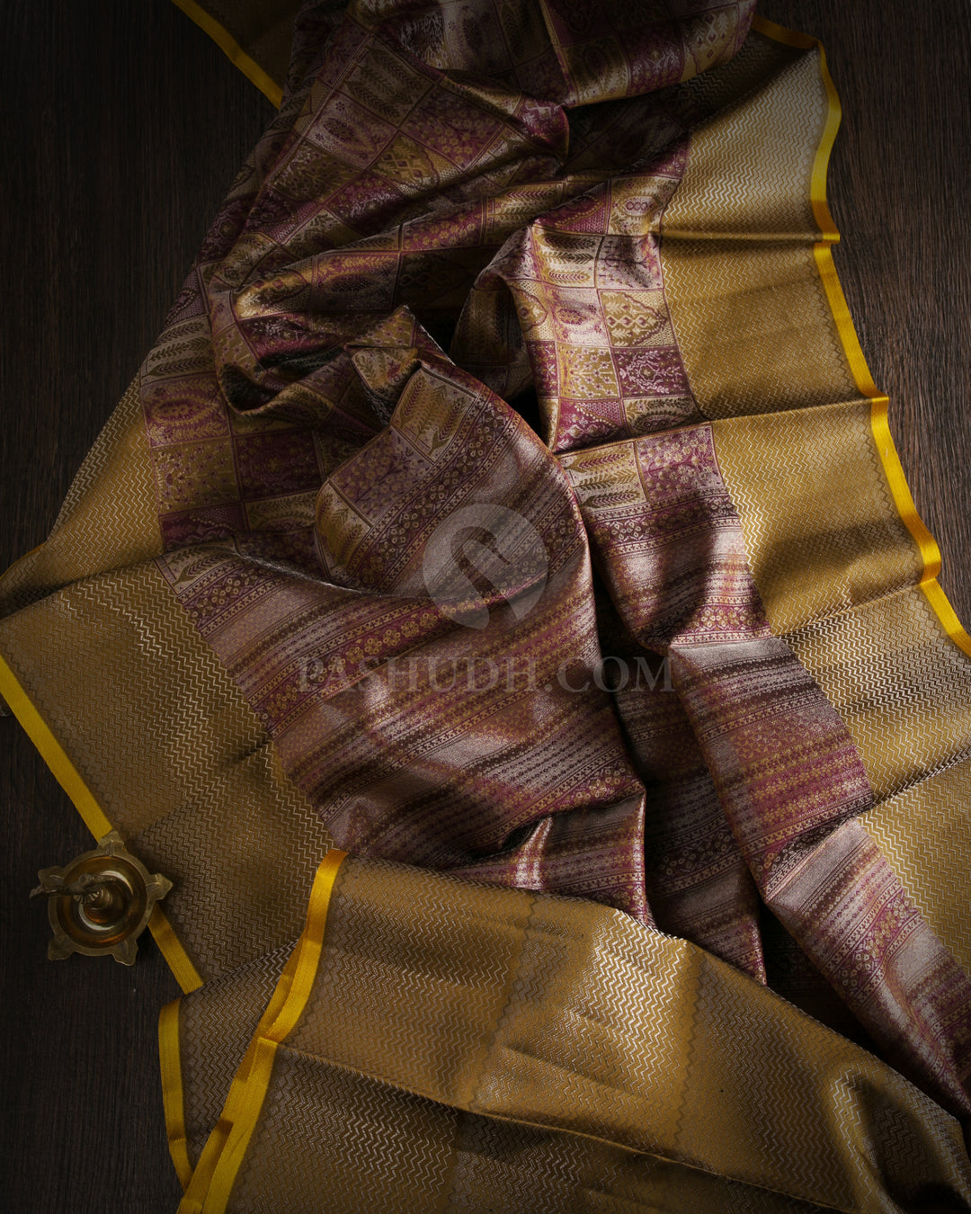 Mehendi Green and Purple Kanjivaram Silk Saree - D429 - View 1