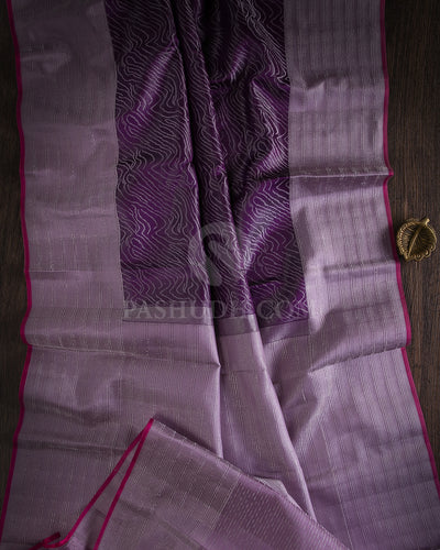 Dark Violet & Lilac Kanjivaram Silk Saree - D507(D)