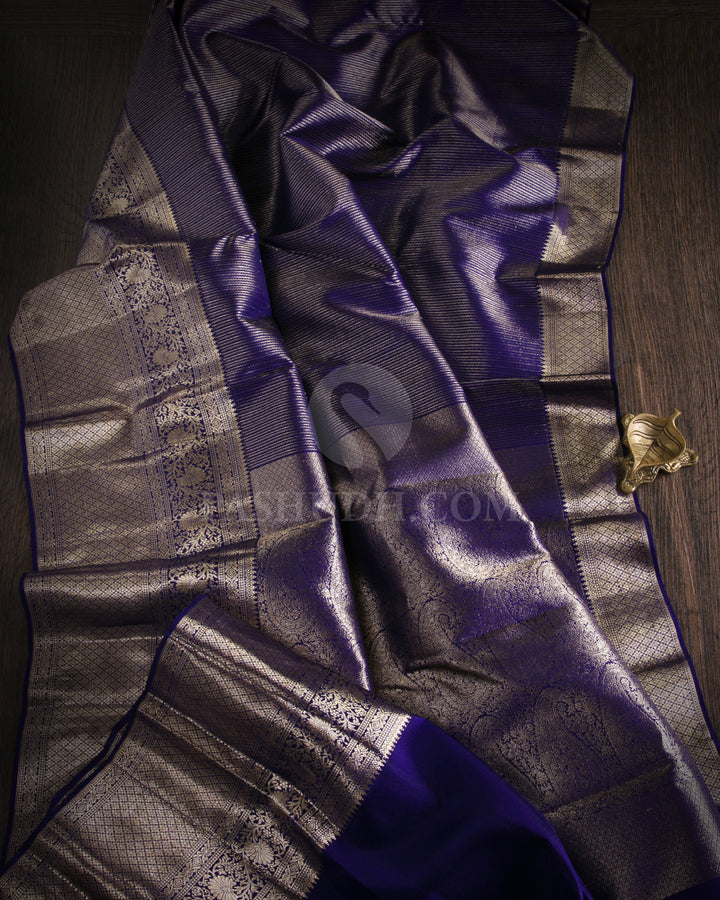 Royal Blue Kanjivaram Silk Saree - S1045(A) - View 1