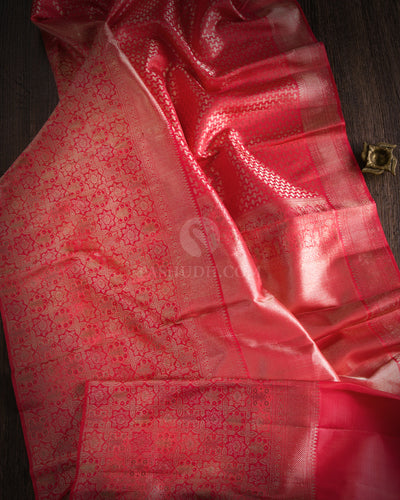 Pink Pure Zari Kanjivaram Silk Saree - S835 -View 2