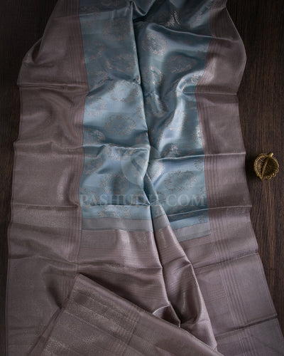 Baby Blue & Grey Kanjivaram Silk Saree - D510(C) 