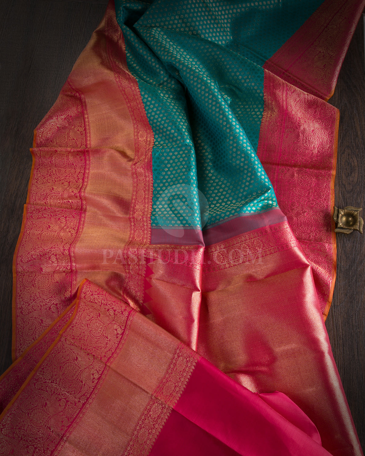 Anandha Blue & Rouge Pink Kanjivaram Silk Saree - S1077(B) - View 1