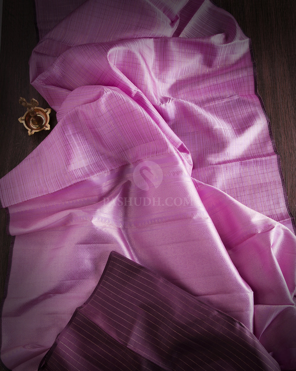 Light Rose Borderless Kanjivaram Silk Saree - S733 - View 2