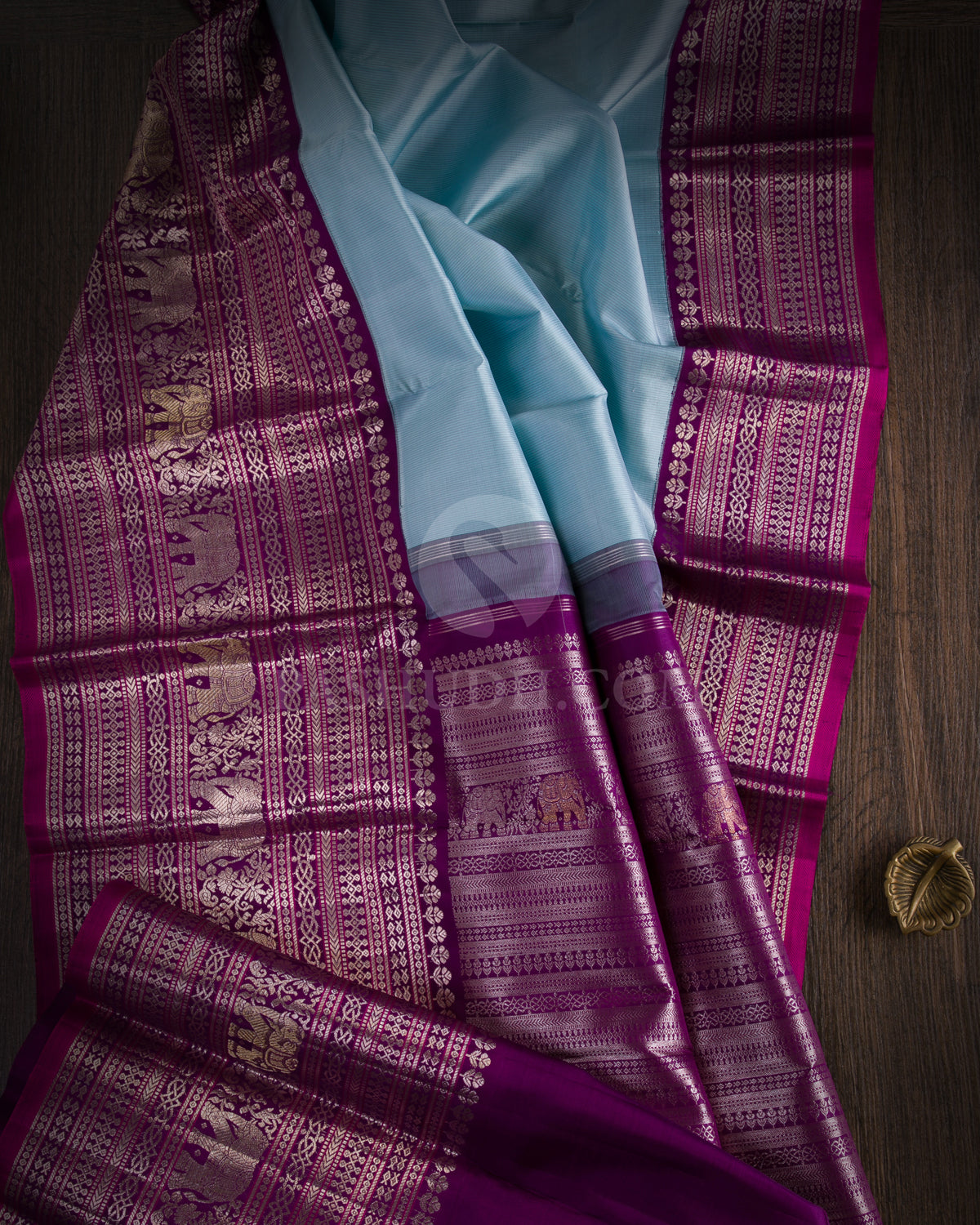 Light Blue And Violet Kanjivaram Silk Saree - S1142(A) - View 1