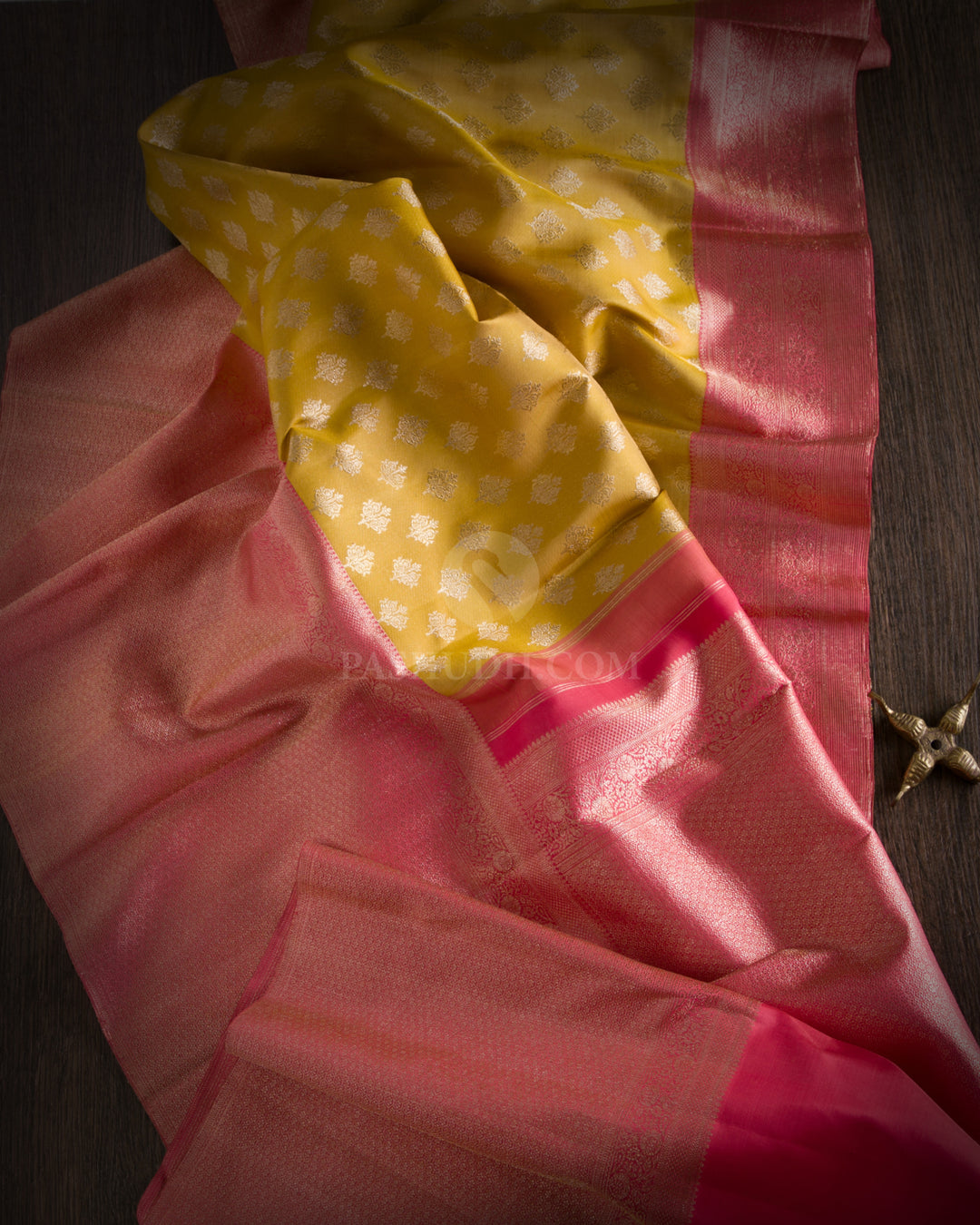 Mustard and Peach  Kanjivaram Silk Saree - S796 - View 2