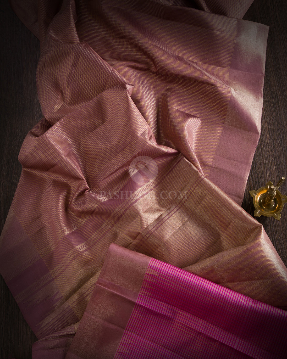 Chocolate and Pink Zari Kanjivaram Silk Saree - S780 - View 2