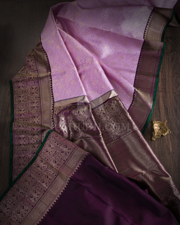 Lilac & Purple Kanjivaram Silk Saree - S1019(B) - View 1
