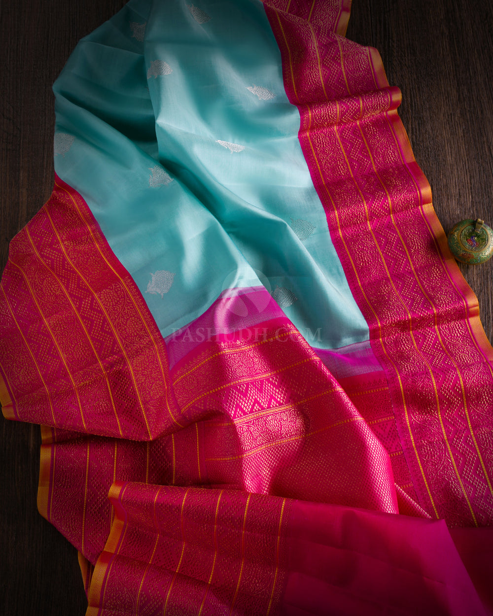 Sky Blue and Pink  Zari Kanjivaram Silk Saree - S847 - View 2