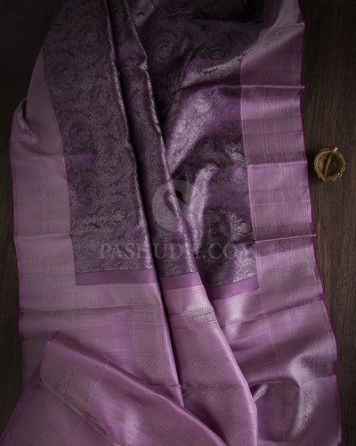 Dark Lavender & Lilac Kanjivaram Silk Saree - DT263(A)