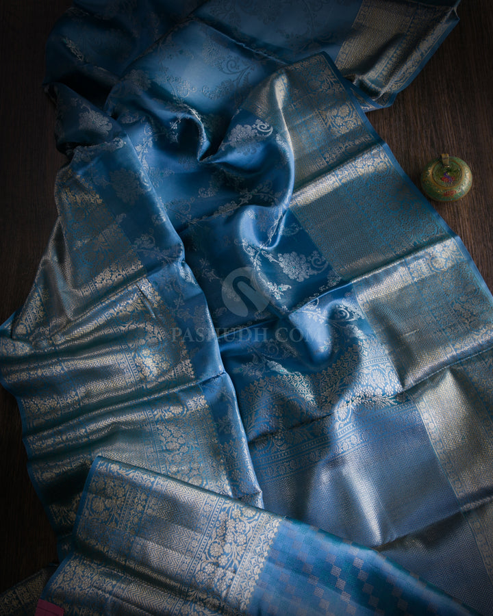 Blue Kanjivaram Silk Saree - D440 - View 1