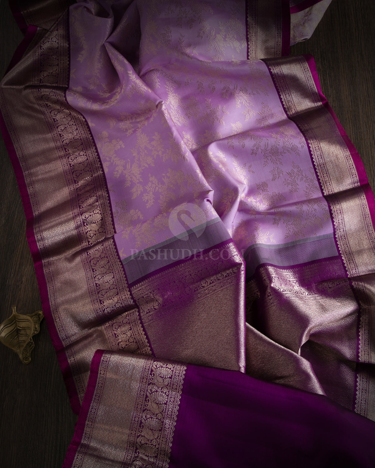 Lavender and Violet Pure Zari Kanjivaram Silk Saree - S751 - View 2
