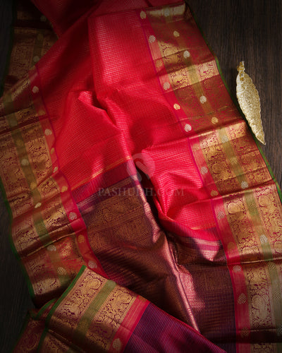 Red and Arakku Kanjivaram Silk Saree - S777 - View 2