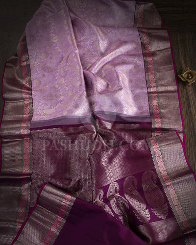 Lavender and Violet Kanjivaram Silk Saree - S1192(A) - View 1
