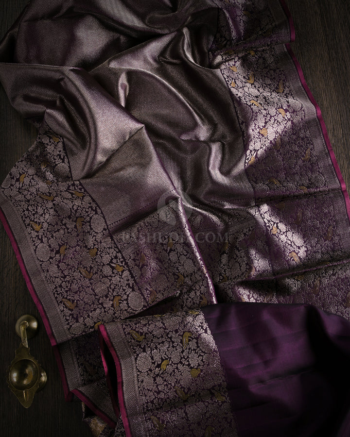 Dark Purple Zari Kanjivaram Silk Saree - S818 - View 2
