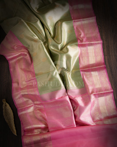 Green & Pink Kanjivaram Silk Saree - S891Green & Pink Kanjivaram Silk Saree - S891 -  VIew 2