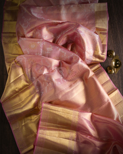 Pastel Pink Pure Zari Kanjivaram Silk Saree - S815 - View 2 