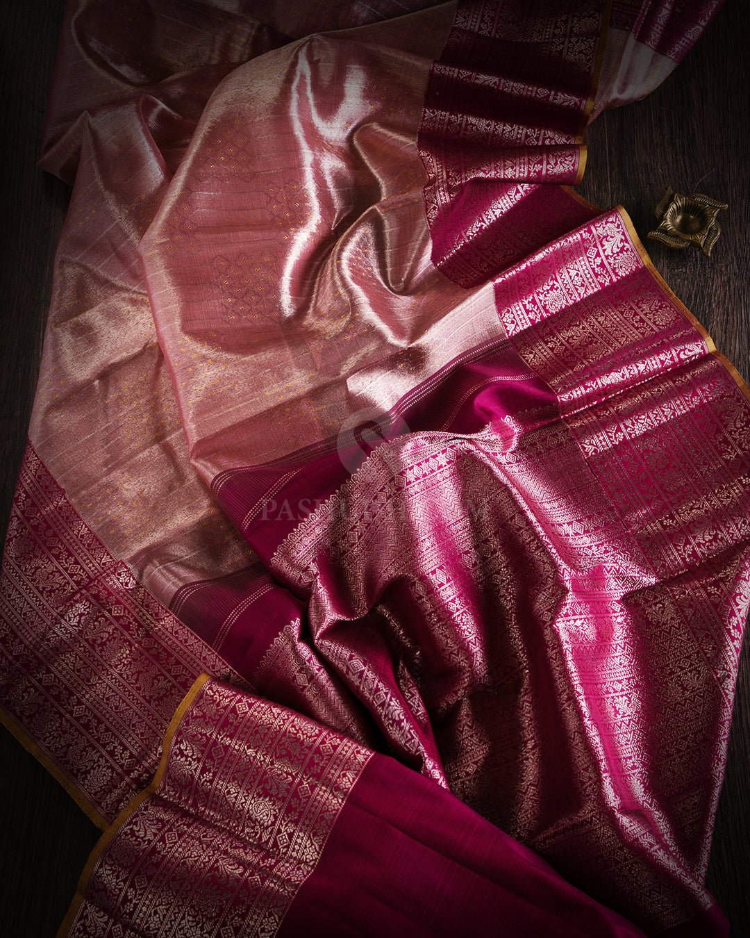 Mild Chocolate Brown & Plum Kanjivaram Silk Saree - S874