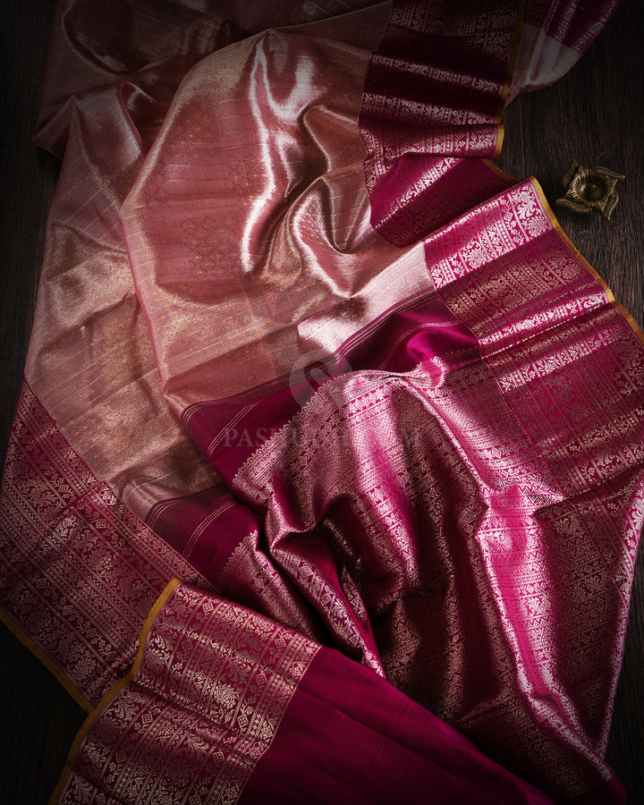 Mild Chocolate Brown & Plum Kanjivaram Silk Saree - S874
