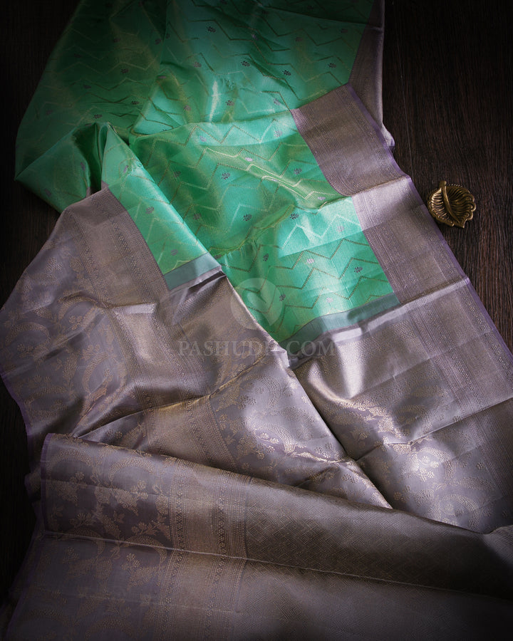 Sea Green & Grey Kanjivaram Silk Saree -DJ239