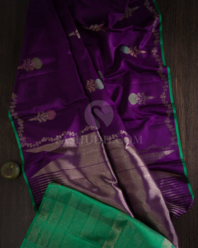Violet & Green Kanjivaram Silk Saree - S1130(A) - View 1