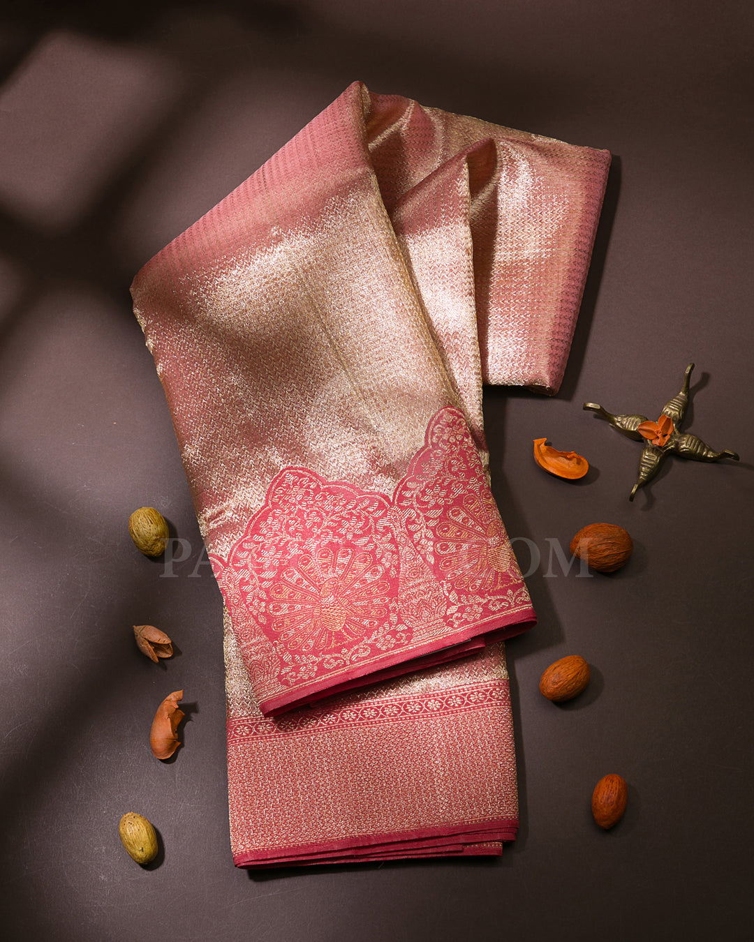 Baby Pink Organza Kanjivaram Silk Saree S1021(D) – Pashudh Sarees