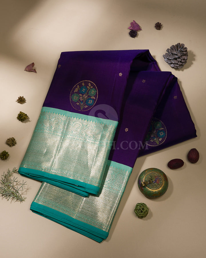 Royal Blue & Sky Blue Kanjivaram Silk Saree - S1127(A)