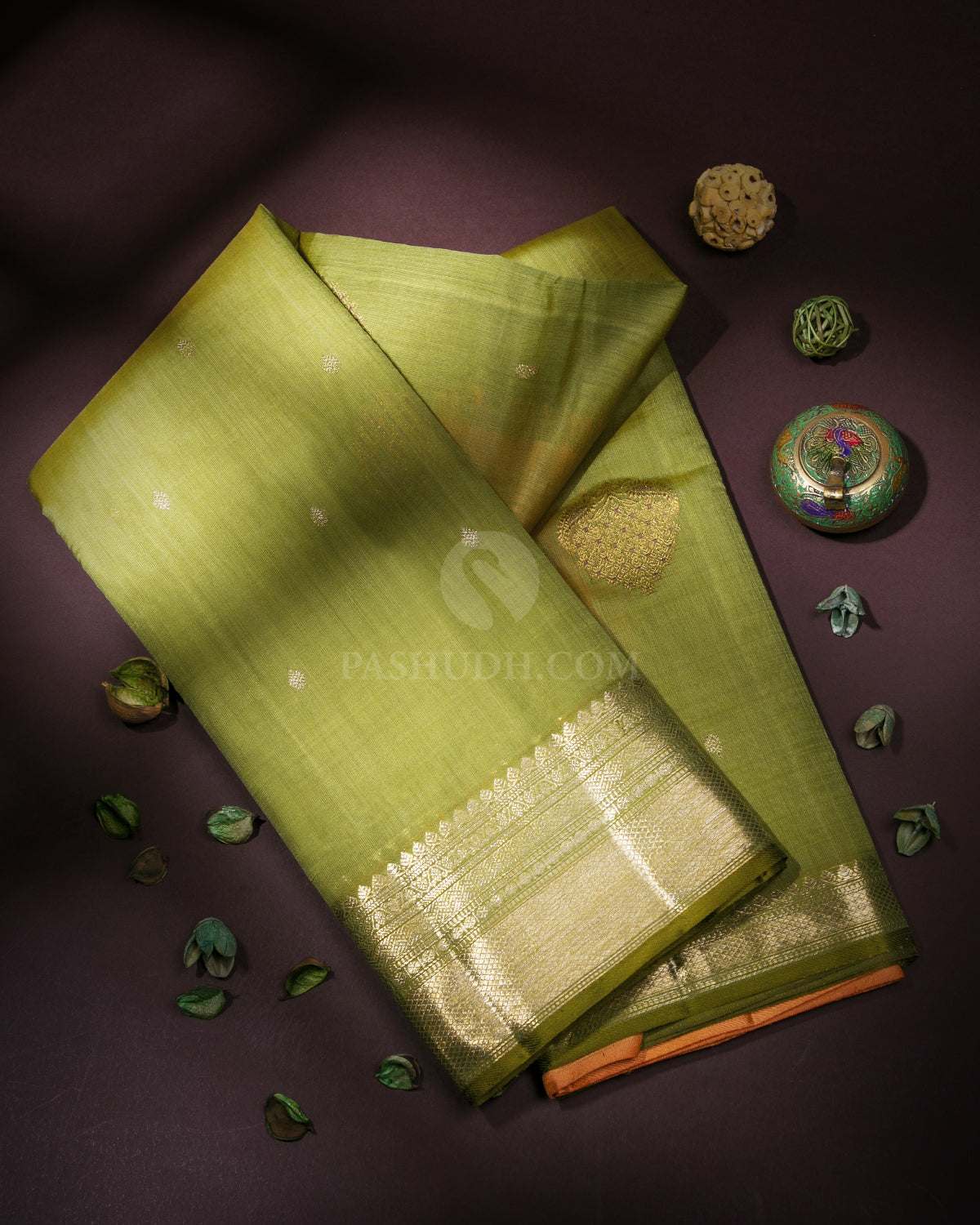 Leaf Green Kanjivaram Silk Saree - S879 - View 1
