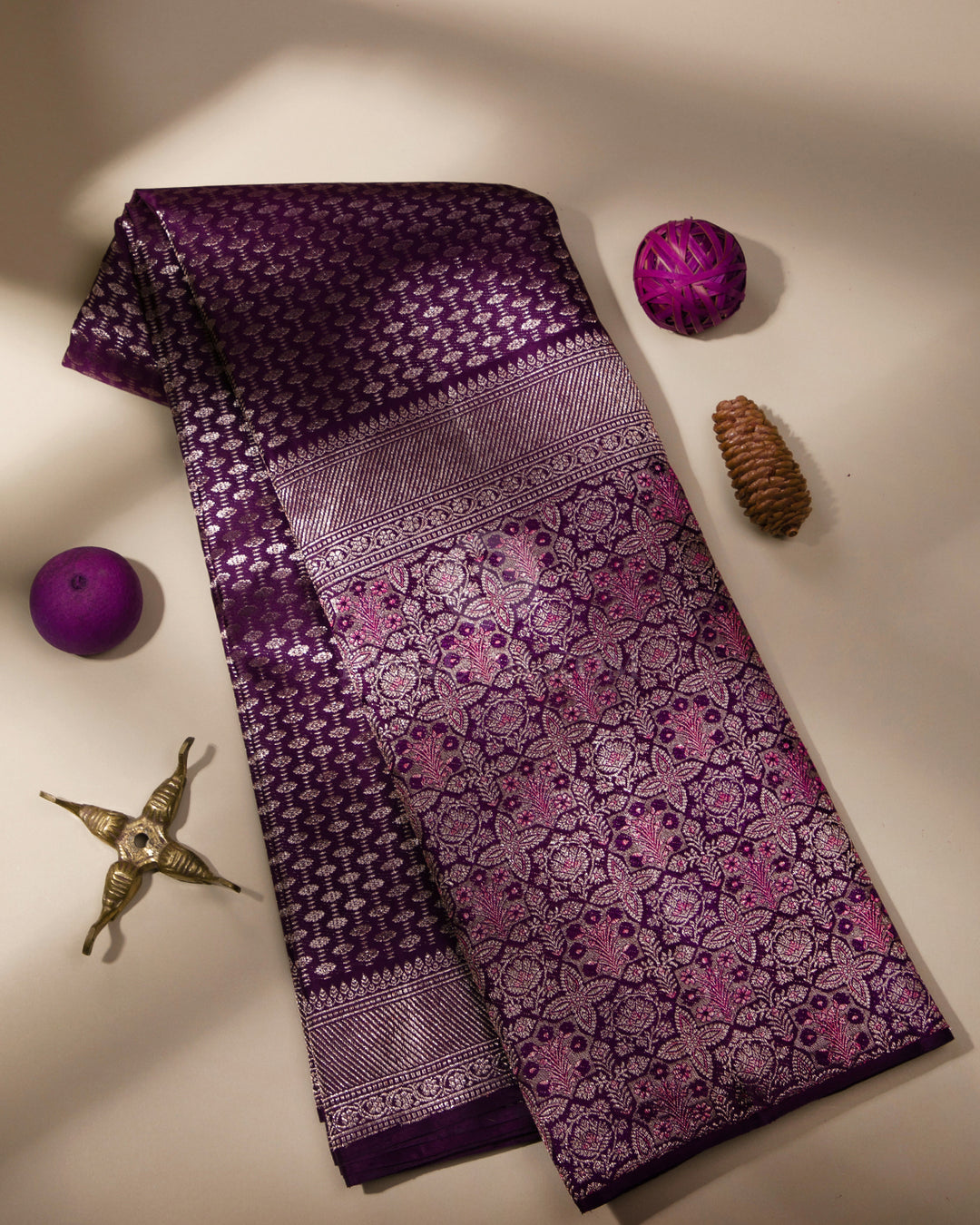 Dark Violet Pure Zari Kanjivaram Silk Saree - S798 - Violet
