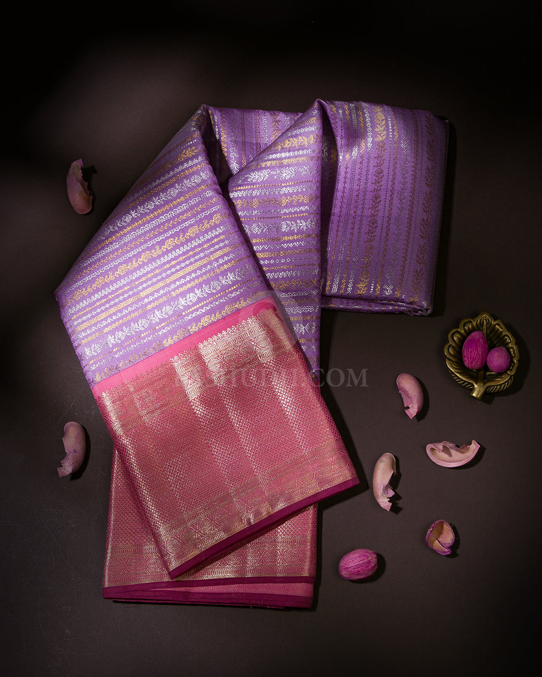 Lavender and Baby Pink Kanjivaram Silk Saree - S951