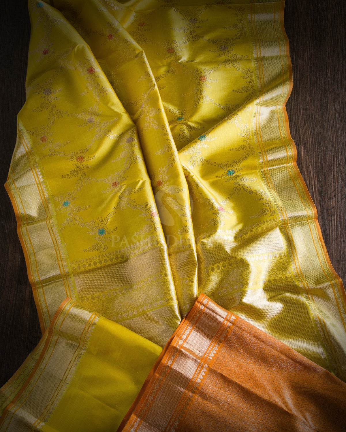 Lemon Yellow Kanjivaram Silk Saree - S959